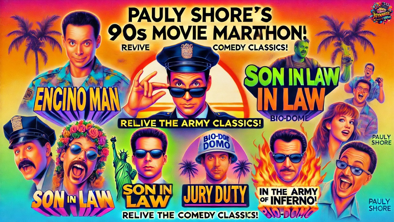 Pauly Shore with his iconic ‘90s look, representing the six classic movies featured in this review.